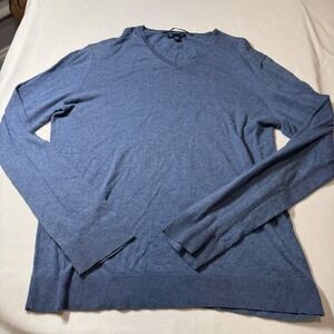 GAP Mens V‎ Neck Cotton Sweater Blue Size Medium Long Sleeve Casual Lightweight